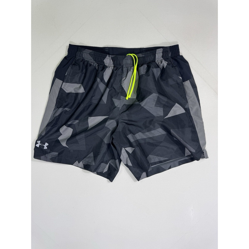 Under Armour Mens Large HeatGear Training Shorts Gray Camo Lined Gym 1272870